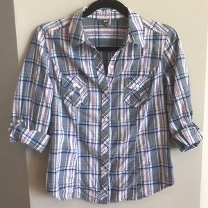 SOLD Old Navy Feminine Plaid button up